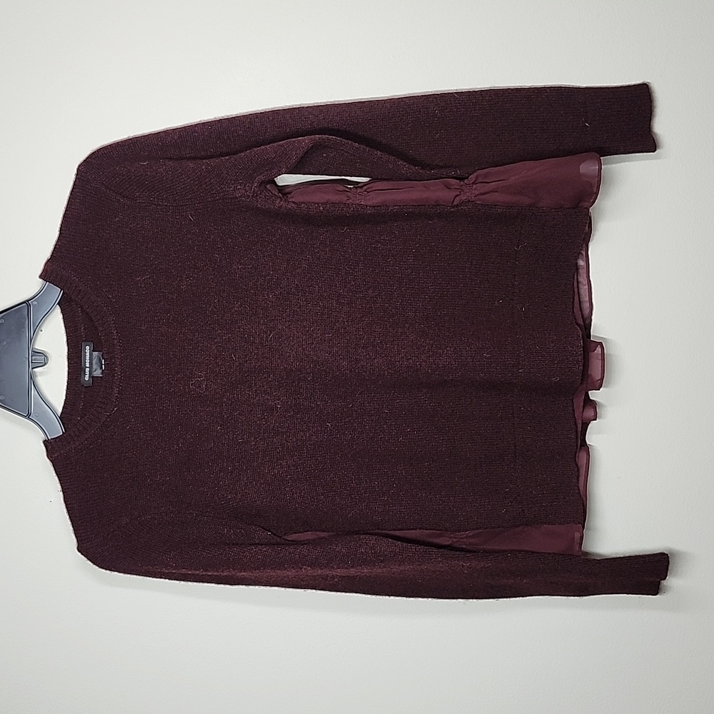 Club Monaco wool yak burgandy crewneck sweater ruched back elevated basic XS